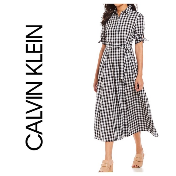 calvin klein black and white gingham dress